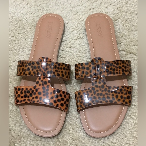 J.Crew Calf Hair Beachside Slide Sandals Leopard, Size 8 - Picture 6 of 9